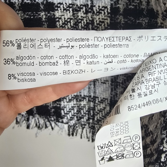 ZARA New Black White Tweed Fringe Trim Oversized Button Front Shacket Size XS - Picture 13 of 14